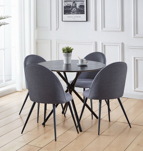Dining set small round black - round,