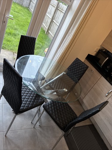 Round glass dining - dining, table